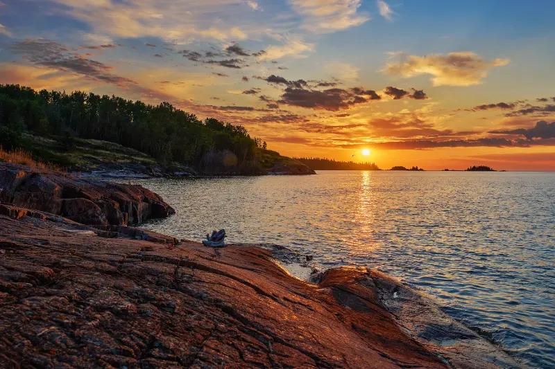 Sunset over lake